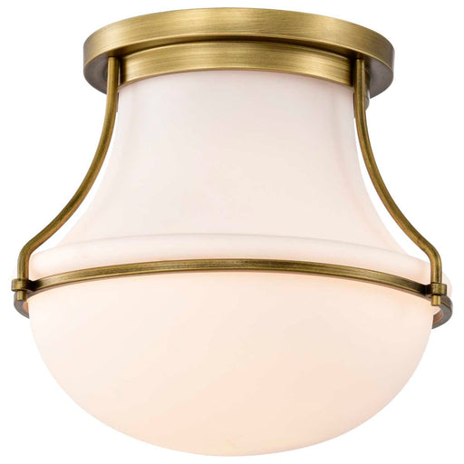 Flush Mount Nuvo 60-7861 Valdora 1 Light Flush Mount - 14 Inches - Natural Brass Finish - White Opal Glass Nuvo
