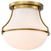 Flush Mount Nuvo 60-7861 Valdora 1 Light Flush Mount - 14 Inches - Natural Brass Finish - White Opal Glass Nuvo