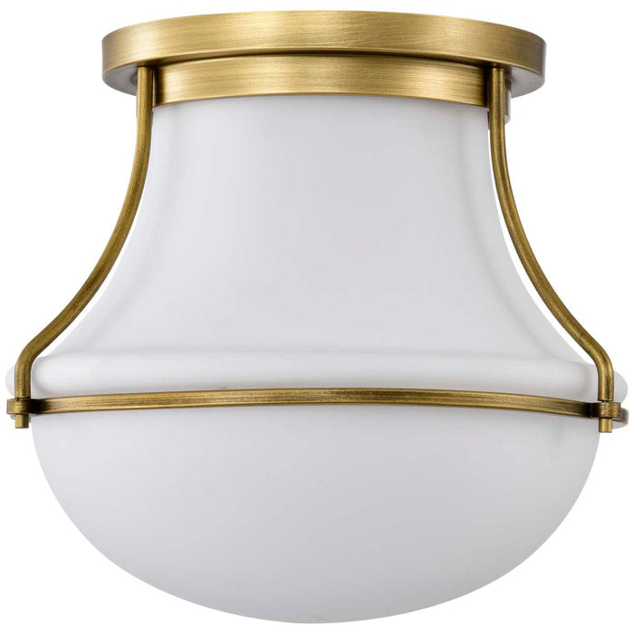 Flush Mount Nuvo 60-7861 Valdora 1 Light Flush Mount - 14 Inches - Natural Brass Finish - White Opal Glass Nuvo