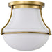 Flush Mount Nuvo 60-7861 Valdora 1 Light Flush Mount - 14 Inches - Natural Brass Finish - White Opal Glass Nuvo