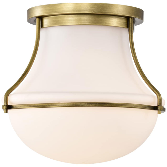Flush Mount Nuvo 60-7861 Valdora 1 Light Flush Mount - 14 Inches - Natural Brass Finish - White Opal Glass Nuvo
