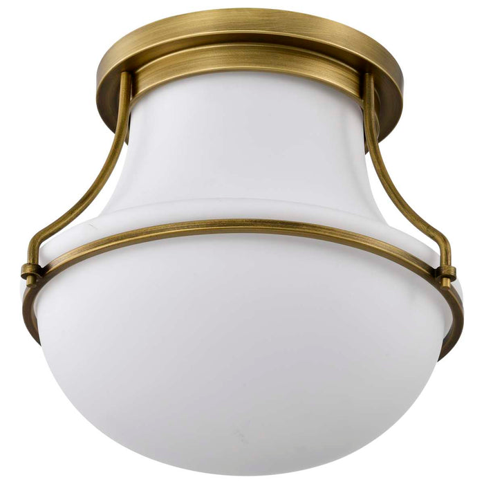Flush Mount Nuvo 60-7861 Valdora 1 Light Flush Mount - 14 Inches - Natural Brass Finish - White Opal Glass Nuvo