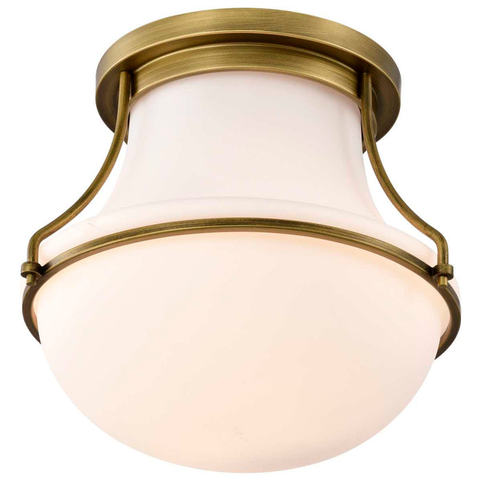 Flush Mount Nuvo 60-7861 Valdora 1 Light Flush Mount - 14 Inches - Natural Brass Finish - White Opal Glass Nuvo