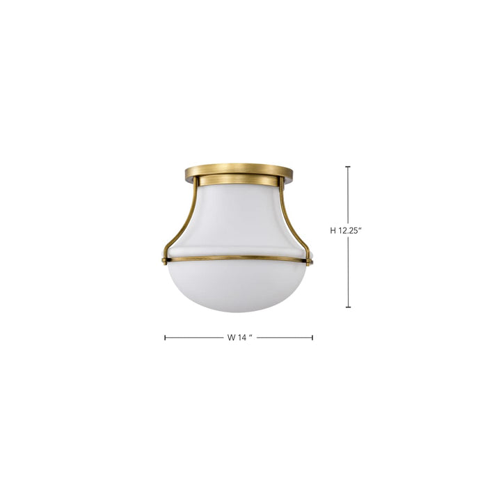 Flush Mount Nuvo 60-7861 Valdora 1 Light Flush Mount - 14 Inches - Natural Brass Finish - White Opal Glass Nuvo
