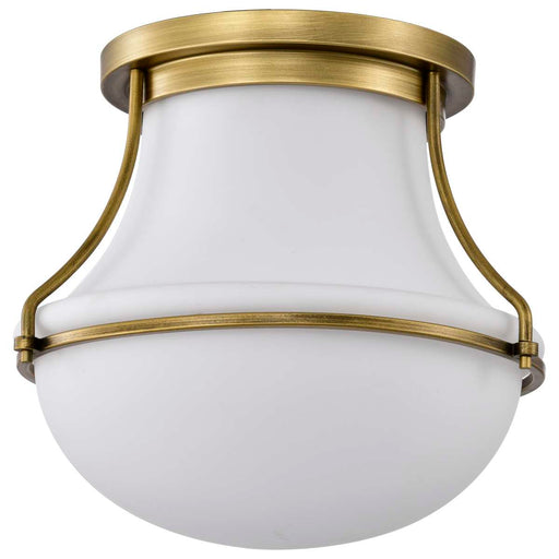 Flush Mount Nuvo 60-7861 Valdora 1 Light Flush Mount - 14 Inches - Natural Brass Finish - White Opal Glass Nuvo