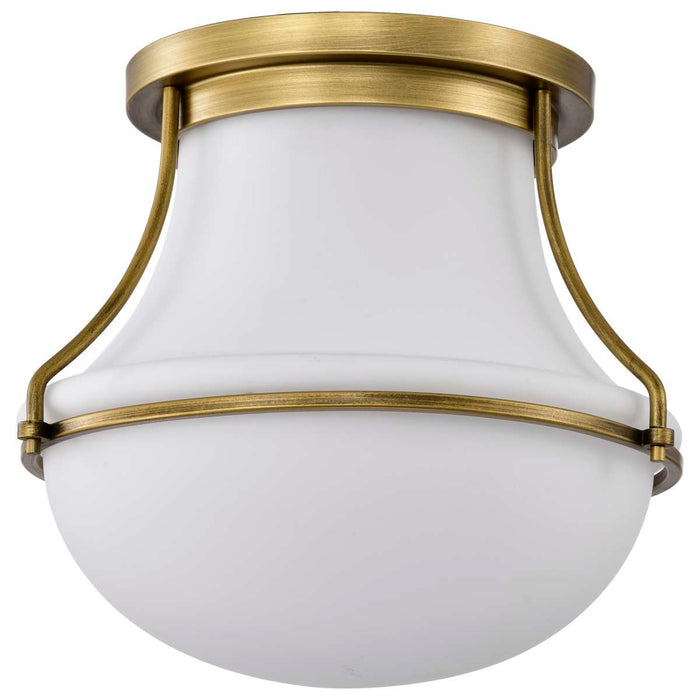 Flush Mount Nuvo 60-7861 Valdora 1 Light Flush Mount - 14 Inches - Natural Brass Finish - White Opal Glass Nuvo