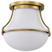 Flush Mount Nuvo 60-7861 Valdora 1 Light Flush Mount - 14 Inches - Natural Brass Finish - White Opal Glass Nuvo