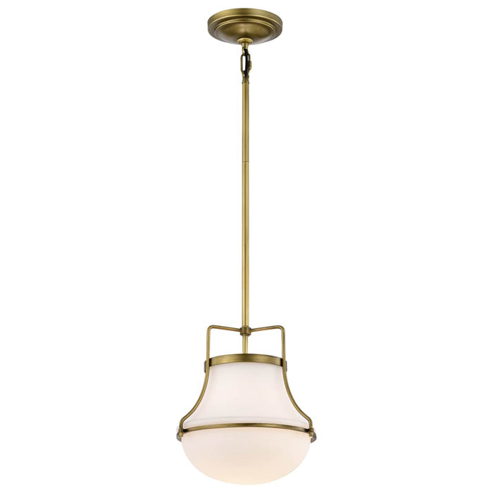 Pendant Nuvo 60-7862 Valdora 1 Light Pendant - 10 Inches - Natural Brass Finish - White Opal Glass Nuvo