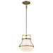 Pendant Nuvo 60-7862 Valdora 1 Light Pendant - 10 Inches - Natural Brass Finish - White Opal Glass Nuvo