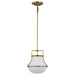 Pendant Nuvo 60-7862 Valdora 1 Light Pendant - 10 Inches - Natural Brass Finish - White Opal Glass Nuvo