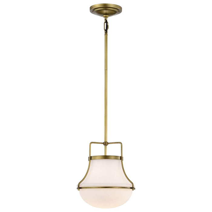 Pendant Nuvo 60-7862 Valdora 1 Light Pendant - 10 Inches - Natural Brass Finish - White Opal Glass Nuvo