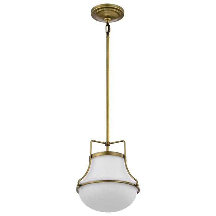 Pendant Nuvo 60-7862 Valdora 1 Light Pendant - 10 Inches - Natural Brass Finish - White Opal Glass Nuvo