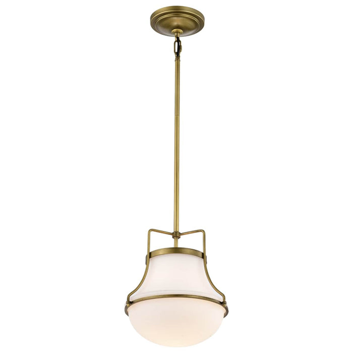 Pendant Nuvo 60-7862 Valdora 1 Light Pendant - 10 Inches - Natural Brass Finish - White Opal Glass Nuvo