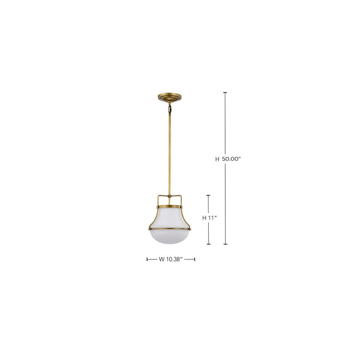 Pendant Nuvo 60-7862 Valdora 1 Light Pendant - 10 Inches - Natural Brass Finish - White Opal Glass Nuvo