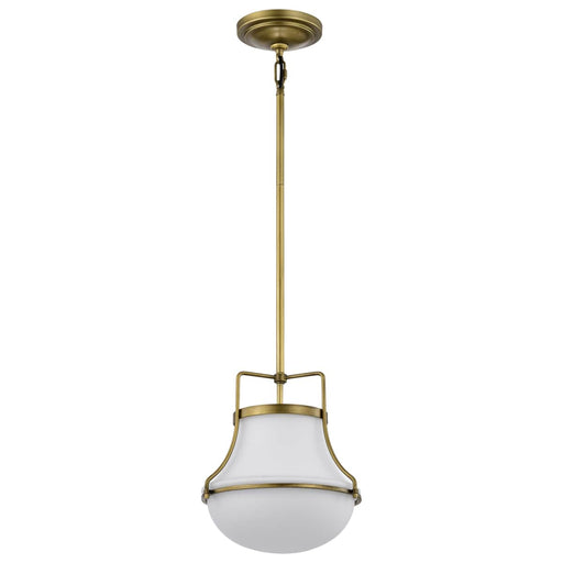 Pendant Nuvo 60-7862 Valdora 1 Light Pendant - 10 Inches - Natural Brass Finish - White Opal Glass Nuvo
