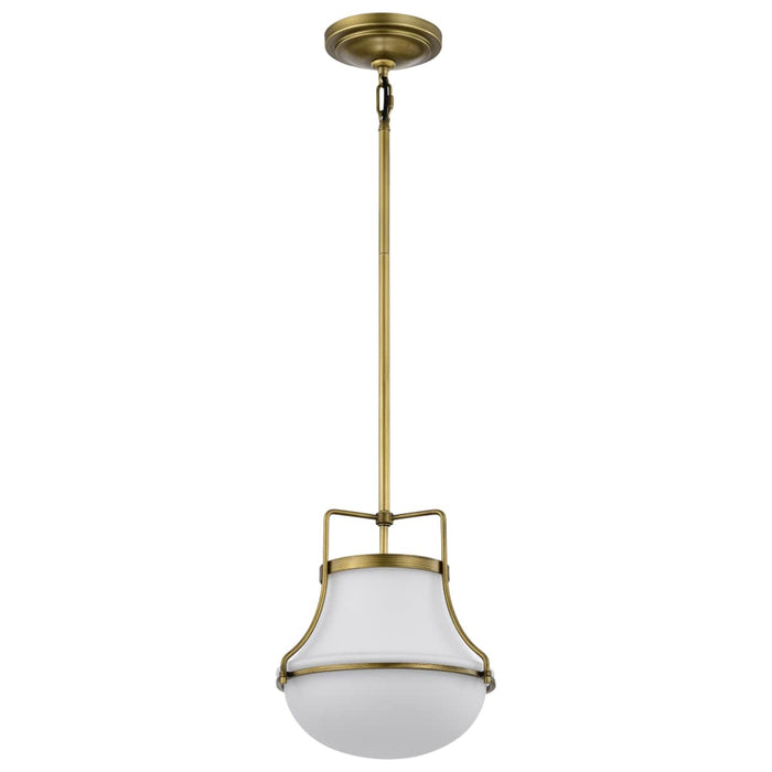 Pendant Nuvo 60-7862 Valdora 1 Light Pendant - 10 Inches - Natural Brass Finish - White Opal Glass Nuvo