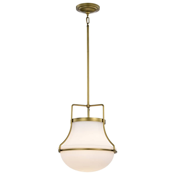 Pendant Nuvo 60-7863 Valdora 1 Light Pendant - 14 Inches - Natural Brass Finish - White Opal Glass Nuvo