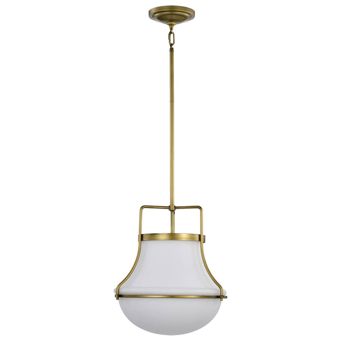 Pendant Nuvo 60-7863 Valdora 1 Light Pendant - 14 Inches - Natural Brass Finish - White Opal Glass Nuvo