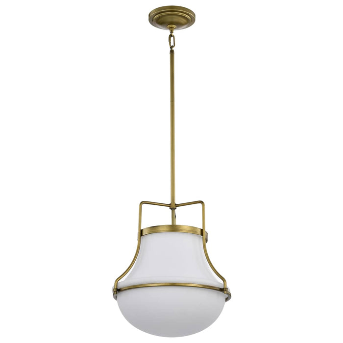 Pendant Nuvo 60-7863 Valdora 1 Light Pendant - 14 Inches - Natural Brass Finish - White Opal Glass Nuvo