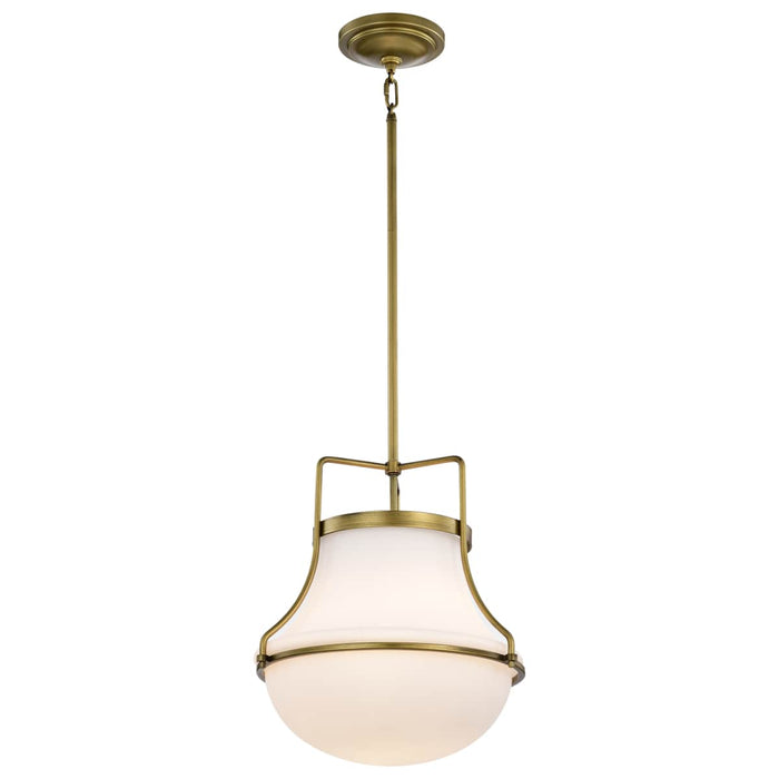 Pendant Nuvo 60-7863 Valdora 1 Light Pendant - 14 Inches - Natural Brass Finish - White Opal Glass Nuvo