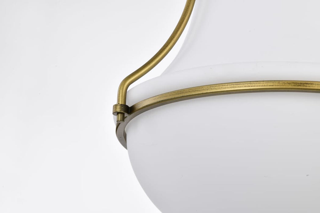 Pendant Nuvo 60-7863 Valdora 1 Light Pendant - 14 Inches - Natural Brass Finish - White Opal Glass Nuvo