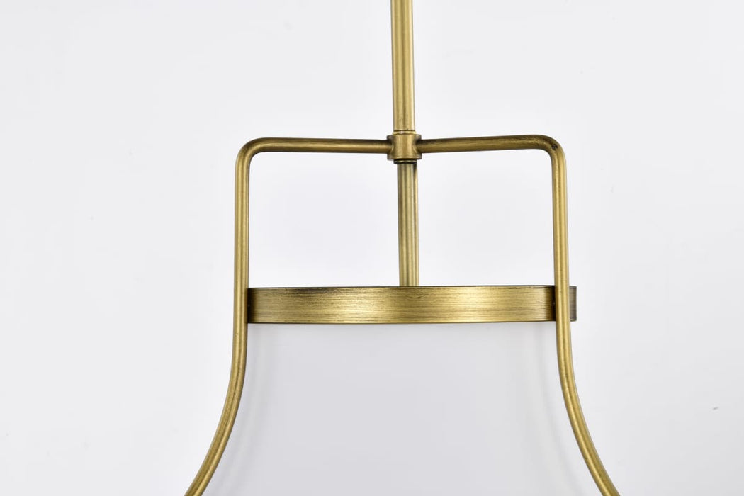 Pendant Nuvo 60-7863 Valdora 1 Light Pendant - 14 Inches - Natural Brass Finish - White Opal Glass Nuvo