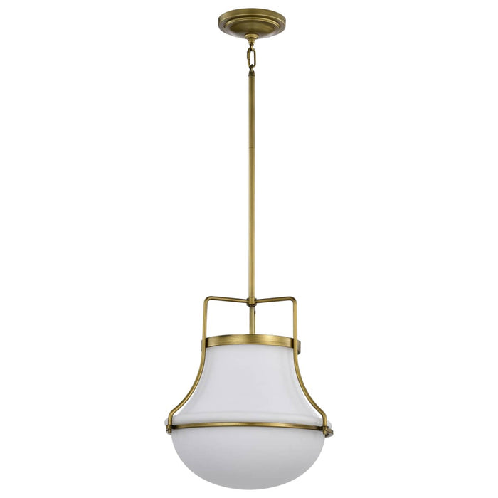 Pendant Nuvo 60-7863 Valdora 1 Light Pendant - 14 Inches - Natural Brass Finish - White Opal Glass Nuvo