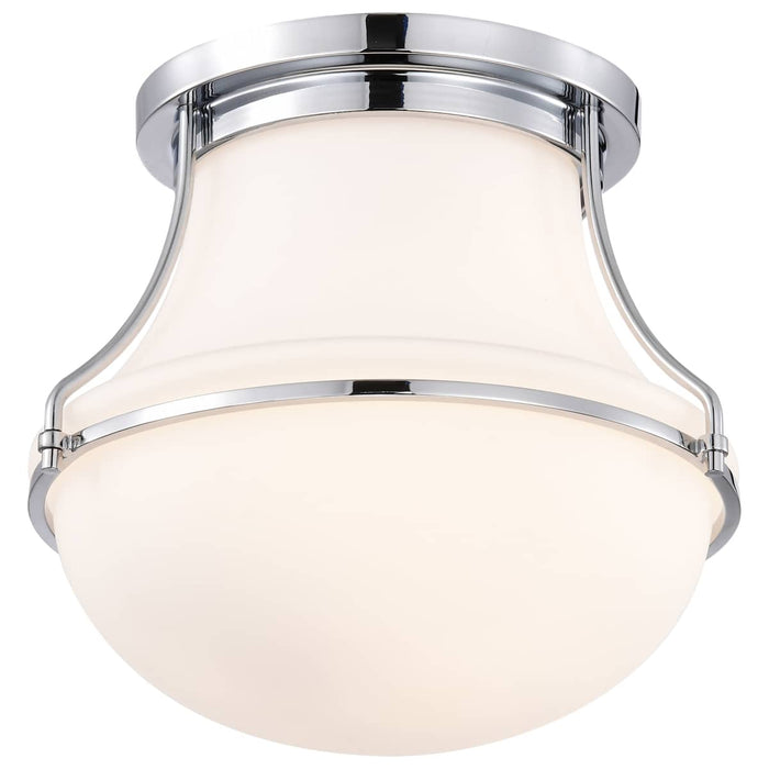 Flush Mount Nuvo 60-7870 Valdora 1 Light Flush Mount - 10 Inches - Polished Nickel - White Opal Glass - Polished Nickel Finish Nuvo