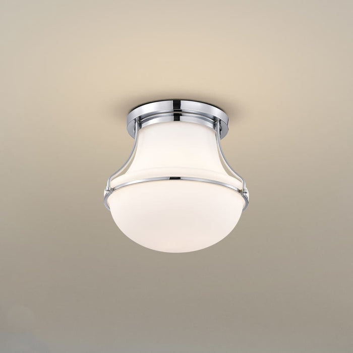 Flush Mount Nuvo 60-7870 Valdora 1 Light Flush Mount - 10 Inches - Polished Nickel - White Opal Glass - Polished Nickel Finish Nuvo