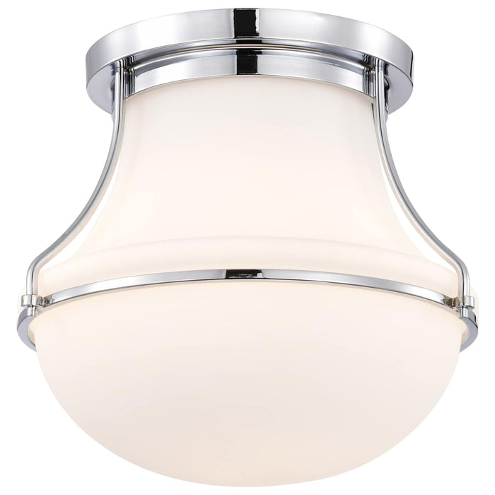 Flush Mount Nuvo 60-7871 Valdora 1 Light Flush Mount - 14 Inches - Polished Nickel - White Opal Glass - Polished Nickel Finish Nuvo