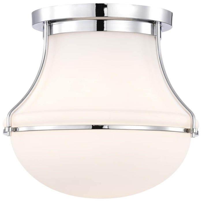 Flush Mount Nuvo 60-7871 Valdora 1 Light Flush Mount - 14 Inches - Polished Nickel - White Opal Glass - Polished Nickel Finish Nuvo