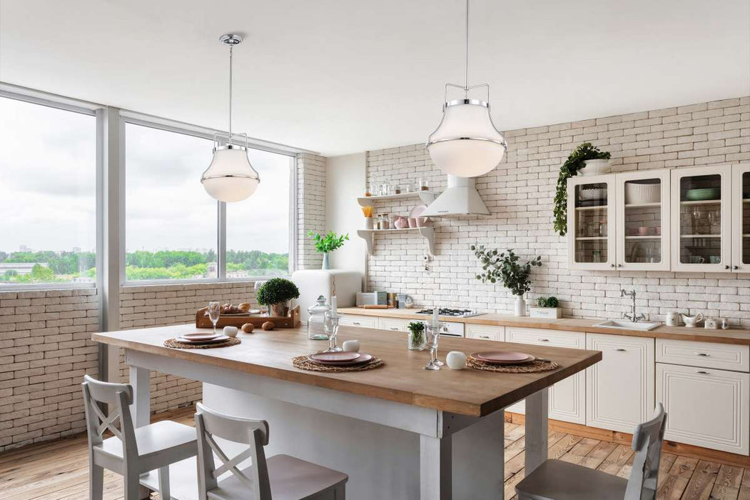 Pendant Nuvo 60-7873 Valdora 1 Light Pendant - 14 Inches - Polished Nickel - White Opal Glass - Polished Nickel Finish Nuvo