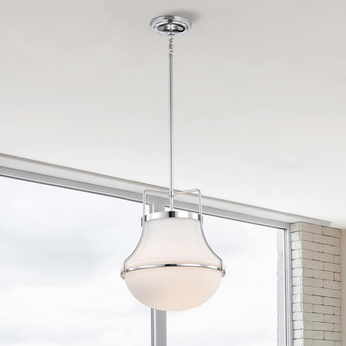 Pendant Nuvo 60-7873 Valdora 1 Light Pendant - 14 Inches - Polished Nickel - White Opal Glass - Polished Nickel Finish Nuvo