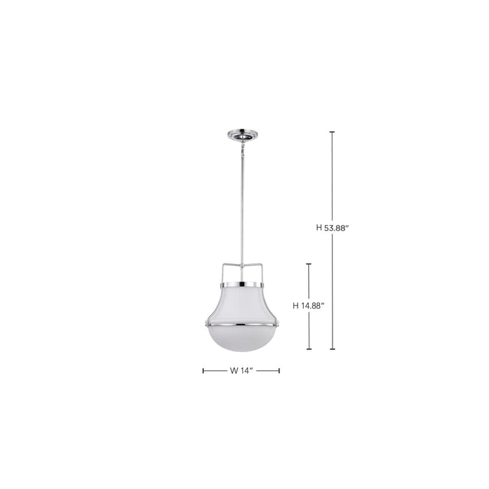 Pendant Nuvo 60-7873 Valdora 1 Light Pendant - 14 Inches - Polished Nickel - White Opal Glass - Polished Nickel Finish Nuvo