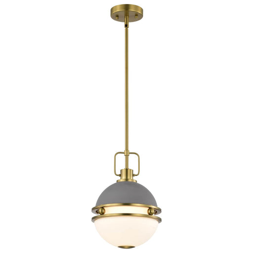 Pendant Nuvo 60-7875 Everton 1 Light Pendant - 10 Inches - Matte Gray & Brass Finish - Etched Opal Glass Nuvo