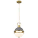 Pendant Nuvo 60-7875 Everton 1 Light Pendant - 10 Inches - Matte Gray & Brass Finish - Etched Opal Glass Nuvo