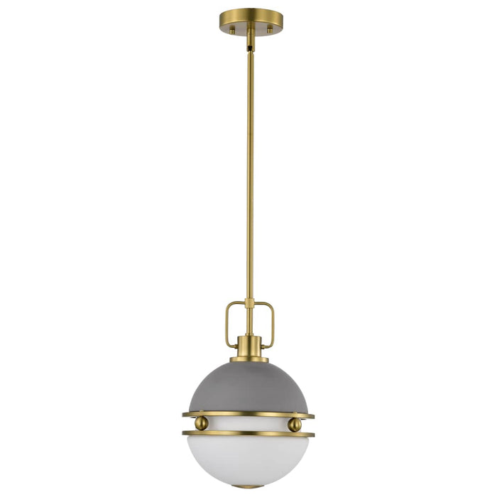Pendant Nuvo 60-7875 Everton 1 Light Pendant - 10 Inches - Matte Gray & Brass Finish - Etched Opal Glass Nuvo
