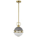 Pendant Nuvo 60-7875 Everton 1 Light Pendant - 10 Inches - Matte Gray & Brass Finish - Etched Opal Glass Nuvo