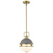 Pendant Nuvo 60-7875 Everton 1 Light Pendant - 10 Inches - Matte Gray & Brass Finish - Etched Opal Glass Nuvo