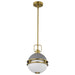 Pendant Nuvo 60-7875 Everton 1 Light Pendant - 10 Inches - Matte Gray & Brass Finish - Etched Opal Glass Nuvo