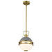 Pendant Nuvo 60-7875 Everton 1 Light Pendant - 10 Inches - Matte Gray & Brass Finish - Etched Opal Glass Nuvo