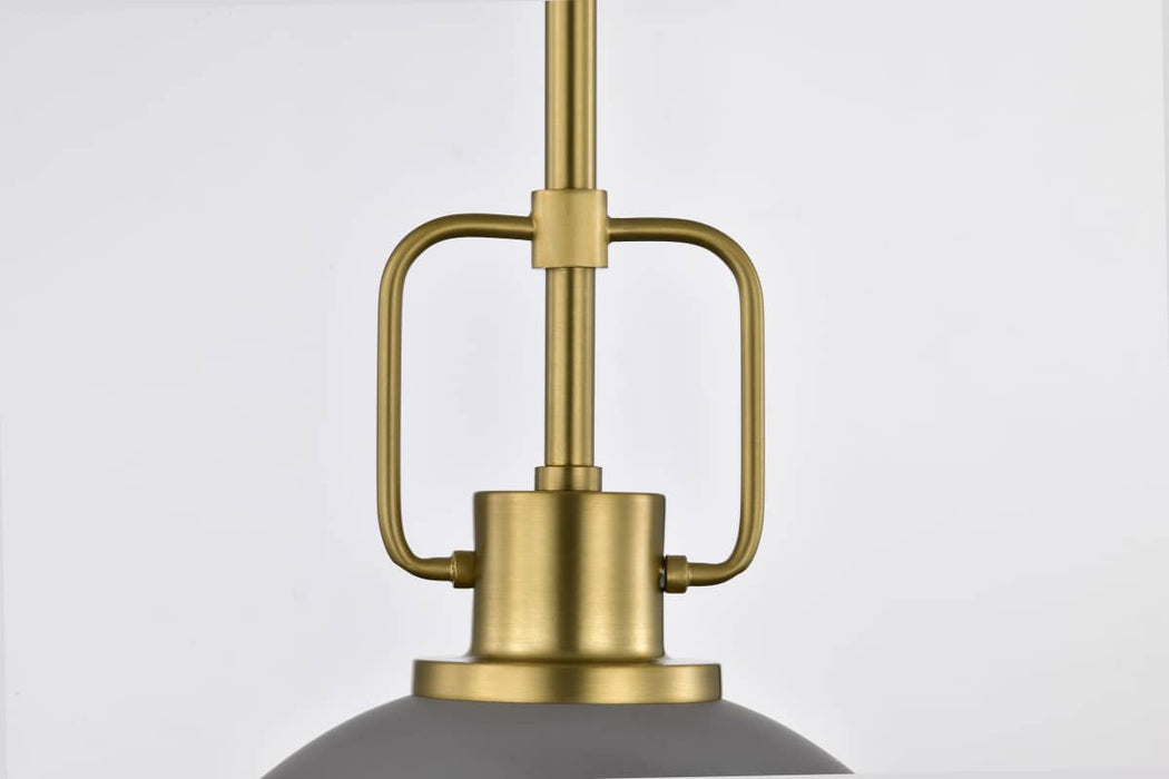 Pendant Nuvo 60-7875 Everton 1 Light Pendant - 10 Inches - Matte Gray & Brass Finish - Etched Opal Glass Nuvo