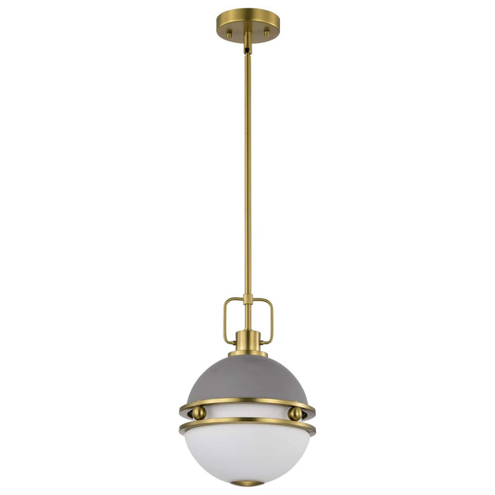 Pendant Nuvo 60-7875 Everton 1 Light Pendant - 10 Inches - Matte Gray & Brass Finish - Etched Opal Glass Nuvo