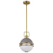 Pendant Nuvo 60-7875 Everton 1 Light Pendant - 10 Inches - Matte Gray & Brass Finish - Etched Opal Glass Nuvo