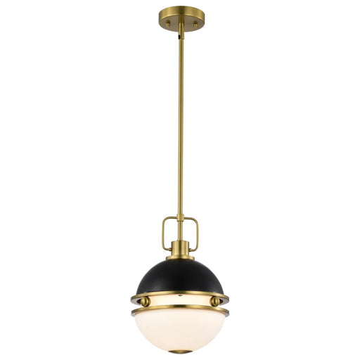 Pendant Nuvo 60-7876 Everton 1 Light Pendant - 10 Inches - Matte Black & Brass Finish - Etched Opal Glass Nuvo