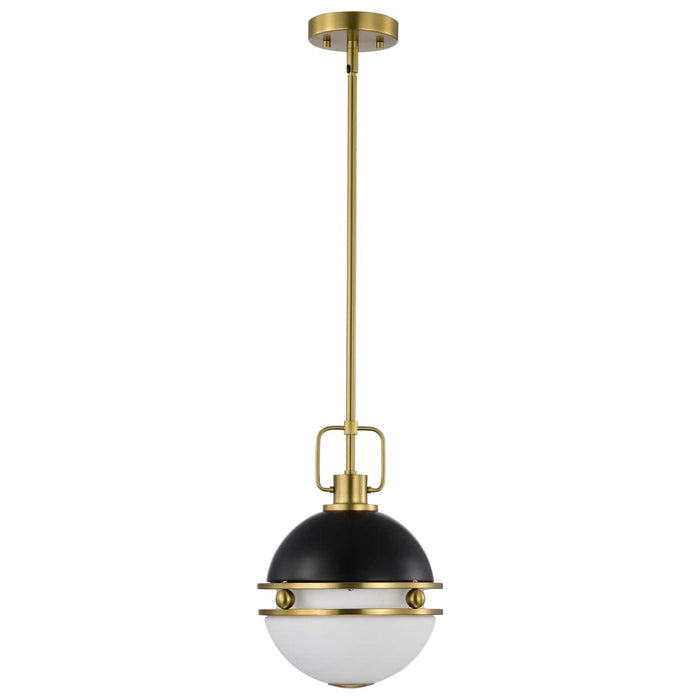 Pendant Nuvo 60-7876 Everton 1 Light Pendant - 10 Inches - Matte Black & Brass Finish - Etched Opal Glass Nuvo