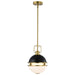 Pendant Nuvo 60-7876 Everton 1 Light Pendant - 10 Inches - Matte Black & Brass Finish - Etched Opal Glass Nuvo