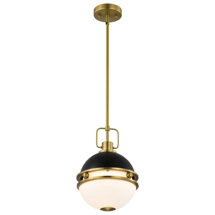 Pendant Nuvo 60-7876 Everton 1 Light Pendant - 10 Inches - Matte Black & Brass Finish - Etched Opal Glass Nuvo