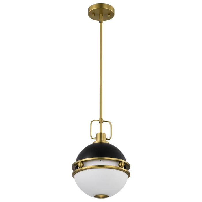 Pendant Nuvo 60-7876 Everton 1 Light Pendant - 10 Inches - Matte Black & Brass Finish - Etched Opal Glass Nuvo