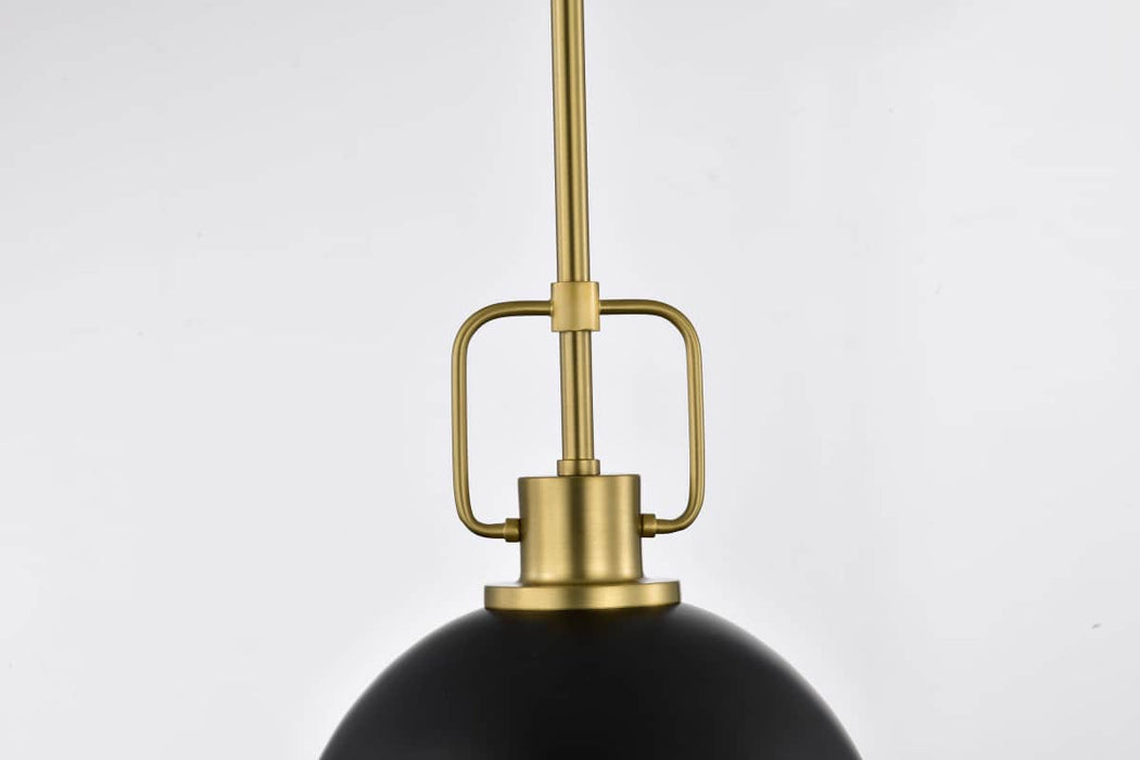 Pendant Nuvo 60-7876 Everton 1 Light Pendant - 10 Inches - Matte Black & Brass Finish - Etched Opal Glass Nuvo
